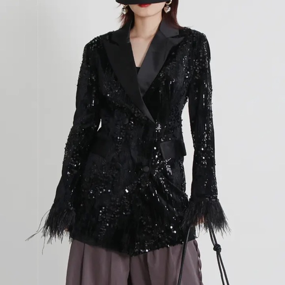 Black Sparkly Blazer - Picture 3 of 4